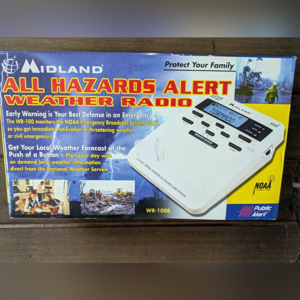 Midland Weather Alert Radio Storm Warning Tornado All Hazards WR-100B in Box